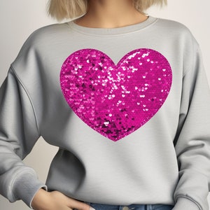 Faux Sequins Valentines Shirt - Glitter Heart Shirt Womens Valentines Top ValentinesTee - Bling Valentines Shirt-Sequins Heart Sweatshirt