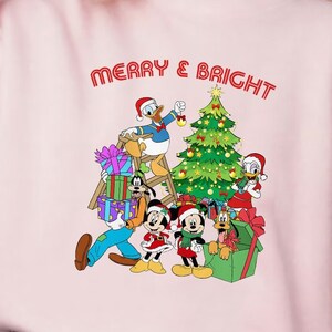 Disney Mickey And Friends Christmas Merry & Bright Shirt, Disney Shirt, Comfort Color, WDW Magic Kingdom, Disneyland Trip Family Vacation