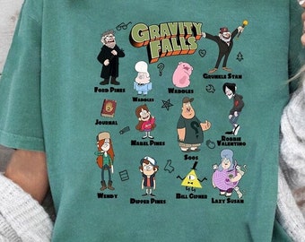 Disney Gravity Falls Character & Mysteries Textbook Funny T-shirt, Comfort Color, WDW Magic Kingdom Disneyland Trip Family Vacation