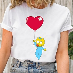 Disney The Simpsons Maggie met hartballonshirt, The Simpsons-shirt, comfortkleur, WDW Magic Kingdom, Disneyland-reis gezinsvakantie