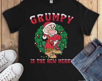 Disney Snow White Seven Dwarfs Grumpy Christmas Shirt, Funny New Merry Pun Xmas Shirt, Disneyland Family Matching Shirt, Magic Kingdom Trip
