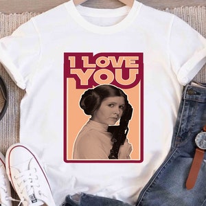 Star Wars Princesa Leia Te Amo Retrato Camiseta, Camisa Divertida de Star Wars, WDW Magic Kingdom Disneyland Trip Vacaciones Familiares