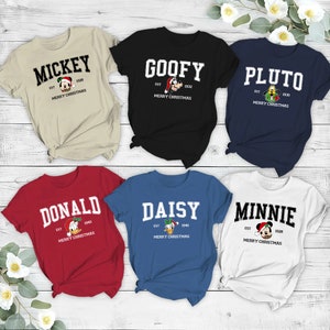 Custom Disney Mickey And Friends Christmas Shirt, Mickey Goofy Pluto Shirt, Comfort Color, WDW Magic Kingdom Disneyland Trip Family Vacation