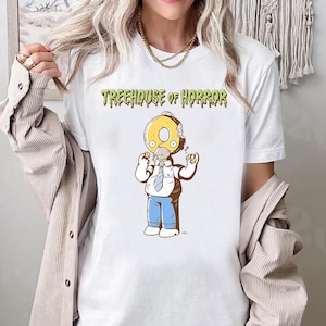 Disney The Simpsons Treehouse of Horror Homer Donut Head Halloween-shirt, comfortkleur, WDW Magic Kingdom, Disneyland Trip familievakantie