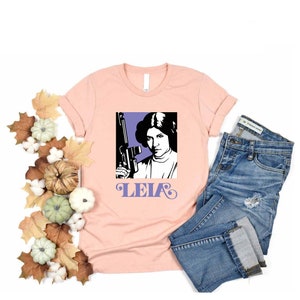 Camiseta estilo arte de la princesa Leia Organa de Star Wars, camisa vintage de Star Wars, vacaciones familiares de WDW Magic Kingdom Disneyland Trip