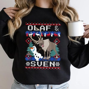 Disney Frozen Olaf & Sven Friendship Christmas Detail Shirt, Disney Shirt, Comfort Color, WDW Magic Kingdom, Disneyland Trip Family Vacation
