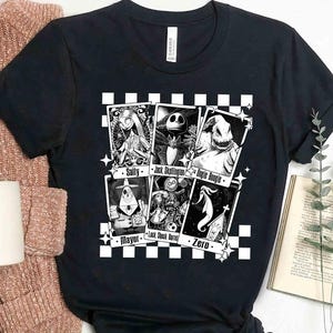 Chemise d'Halloween personnages Disney Nightmare Before Christmas, cartes de tarot, couleur confort, WDW Magic Kingdom, voyage Disneyland, vacances en famille