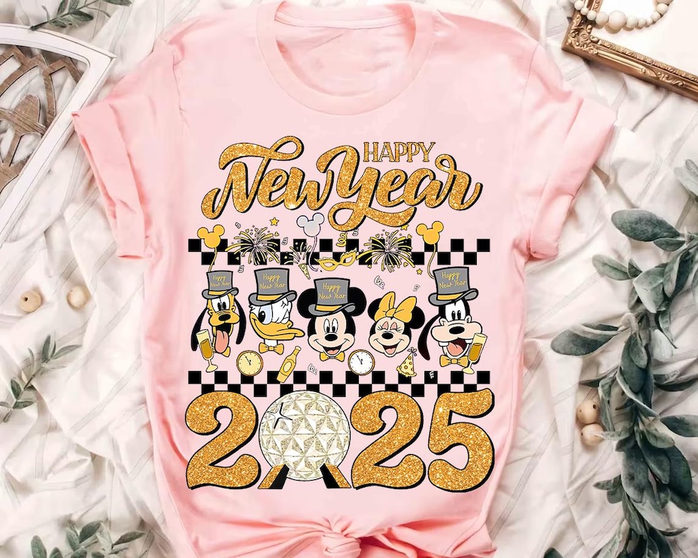 Disney Mickey & Friends Happy New Year 2025 Countdown Shirt, New Year Tee, Comfort Color, Wdw Magic Kingdom, Disneyland Trip Family Vacation Bespoketshirt