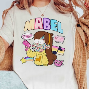 Disney Gravity Falls Mabel Camiseta colorida, camisa engraçada Gravity Falls, WDW Magic Kingdom Disneyland Viagem Férias em família