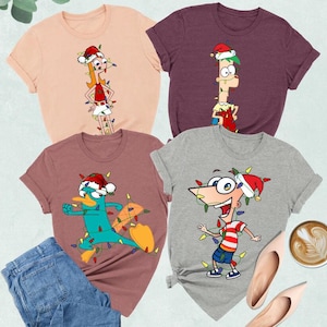 Personalized Disney Phineas & Ferb Candace Perry Platypus Christmas Light Shirt, Comfort Color, Disney Matching Shirt, Disney Bridesmaid Tee