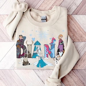 Personalized Custom Name Frozen Elsa Anna Olaf Sven Kristoff Character Shirt, Disney Shirt, Comfort Color, Disney Family Matching Tee
