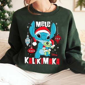 Disney Lilo and Stitch Christmas Shirt, Disney Merry Xmas Mele Kalikimaka, WDW Magic Kingdom Disneyland Trip Family Vacation Holiday Gift