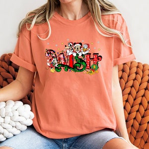 Mickey & Friends Christmas Holiday Wish Design T-Shirt, Mickey Mouse Shirt, Comfort Color, WDW Magic Kingdom Disneyland Trip Family Vacation