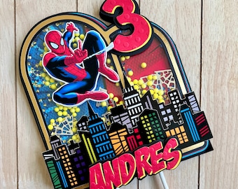 Spider Hero Cake Topper Shaker, Super Hero Theme Cake Topper, Comic Book Cake Topper