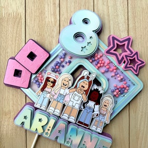 Roblox Girl Cake Topper Shaker, Online Game Party Decor, Gamer Cake Topper