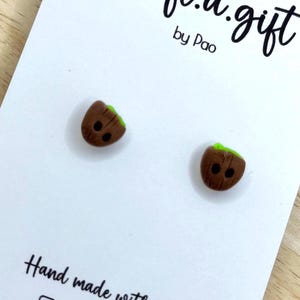 Groot Inspired Stud Earrings - Polymer Clay
