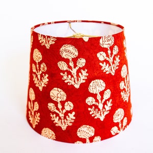 Red Floral Block Print Bespoke Lamp Shade | Ali