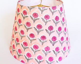 Pink Paisley Block Print Empire Lamp Shade | Nan