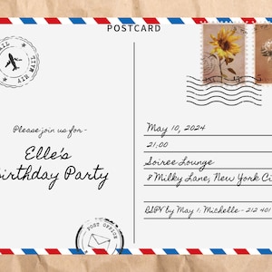 carte postale d'anniversaire | Modèle personnalisable | Modèle de toile modifiable | Imprimable | Produit numérique | Carte postale vintage