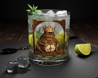 Toad King Bar Glass, Amphibian Whiskey Glass