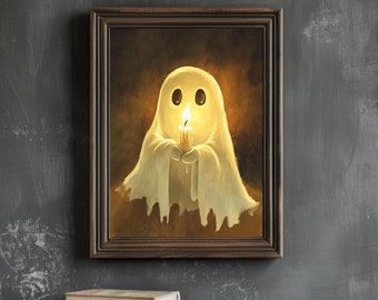 Bemalter Geist Wand Kunst Gothic Dark Academia Witchcraft Wohnkultur Geist Geschenk Dekor für Halloween Geist Geschenk Cute Ghost Candle Ghost
