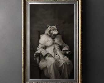 She Wolf Wall Art, Vintage Photography, Dark Academia, Wolf in Sheep's Clothing Animal Art, Gothic Vintage Poster, Poster Print, Home Decor