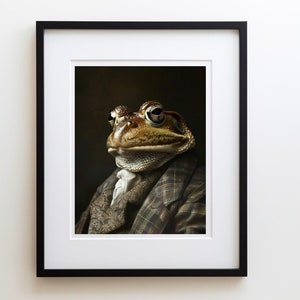 Toad Victorian Portrait, Vintage Style Animal Wall Art, Frog Amphibian Art, Home Decor, Wall Art