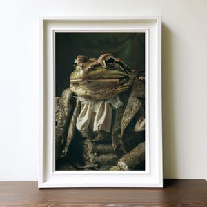 Victorian Frog Portrait, Animal Art, Vintage Style Animal Wall Art, Frog Amphibian Art, Home Decor, Wall Art