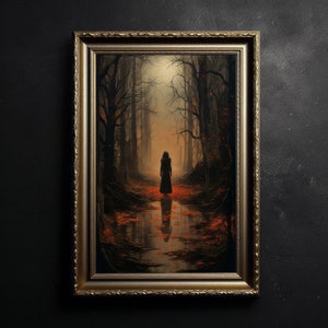 Witch in the Forest, Occult Print, Vintage Poster, Dark Academia, Gothic Painting, Witchy Art, Vintage Witchcraft, Dark Art, Dark Energy