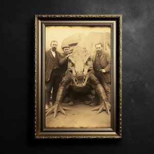 Dragon Cowboys, Vintage photography, Art Poster Print, Dark Academia, Gothic Occult Poster, Gothic Home Decor, Western Jurassic Dragon Tamer