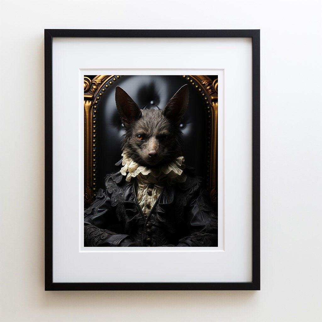 Sly Fox Dark Academia Animal Art, Victorian Portrait, Vintage Style