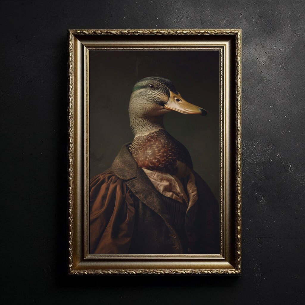 Scholarly Duck, Sir Duckington, Vintage Photography, Animal Art, Victorian Duck Art, Vintage Poster, Art Poster Print, Home Decor, Wall Art