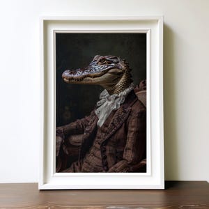 PRINTABLE Instant Download Gator Wall Art Victorian Animal Art Home Decor Art Poster Print, Swampcore Decoration Crocodile Gift Swamp Gift