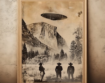 Vintage Alien, Dark Academia Cowboy, Wild West, Vintage, Dark Art, Alien Art, Gothic Home Decor, Cowboy, Vintage Photography, Antiqued Art