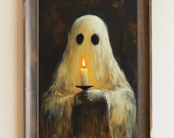 Halloween Ghost Painted Ghost Wall Art Vintage Oil Painting Gothic