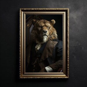 Victorian Lion Home Decor, Dark Academia, Scar Vintage Photography, Animal Art, Gothic Lion, Vintage Poster, Art Poster Print, Witchy Decor