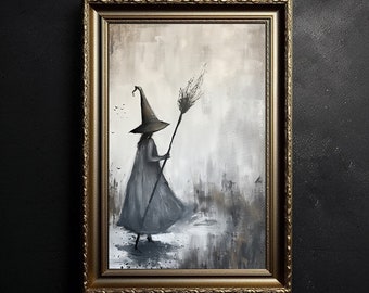 Cartel de bruja pintada, cartel vintage, impresión de cartel de arte, academia oscura, victoriano gótico, impresión de cartel de arte wiccano, decoración del hogar, arte de la pared