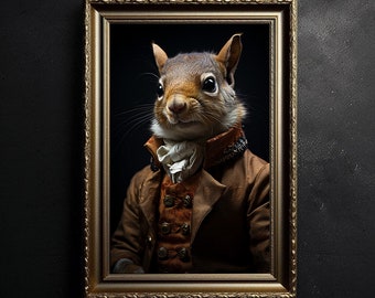 Victorian Squirrel Dark Academia Vintage Photography Animal Art, Gothic Squirrel, Vintage Poster, Art Poster Print, Home Decor, Witchy Decor
