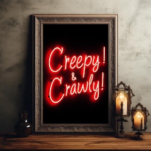 Creepy Wall Art Neon Halloween Dorm Decor Spooky Decor Gothic Dark Academia Wall Art Ghost Gift Spooky Art Witchy Decor Dorm Art