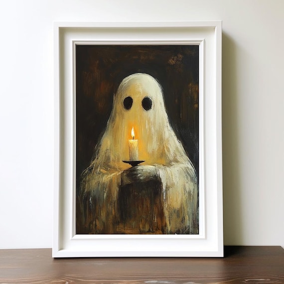 Halloween Ghost Painted Ghost Wall Art Vintage Oil Painting Gothic