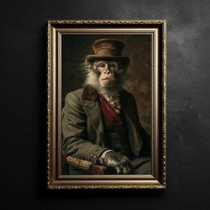 Distinguished Monkey Monkey Art, Animal Decor, Dark Academia, Vintage Victorian Photography ...