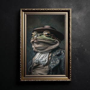 Toad Art, Vintage Animal Portrait, Victorian Style Animal Wall Art, Frog Amphibian Art, Home Decor, Wall Art