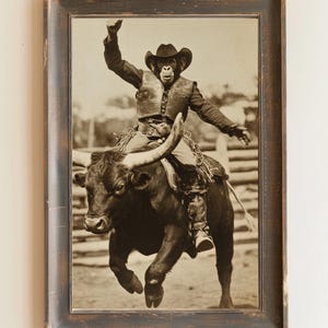 Monkey Cowboy Wall Art, Dark Academia, Western Photography, Animal Art ...