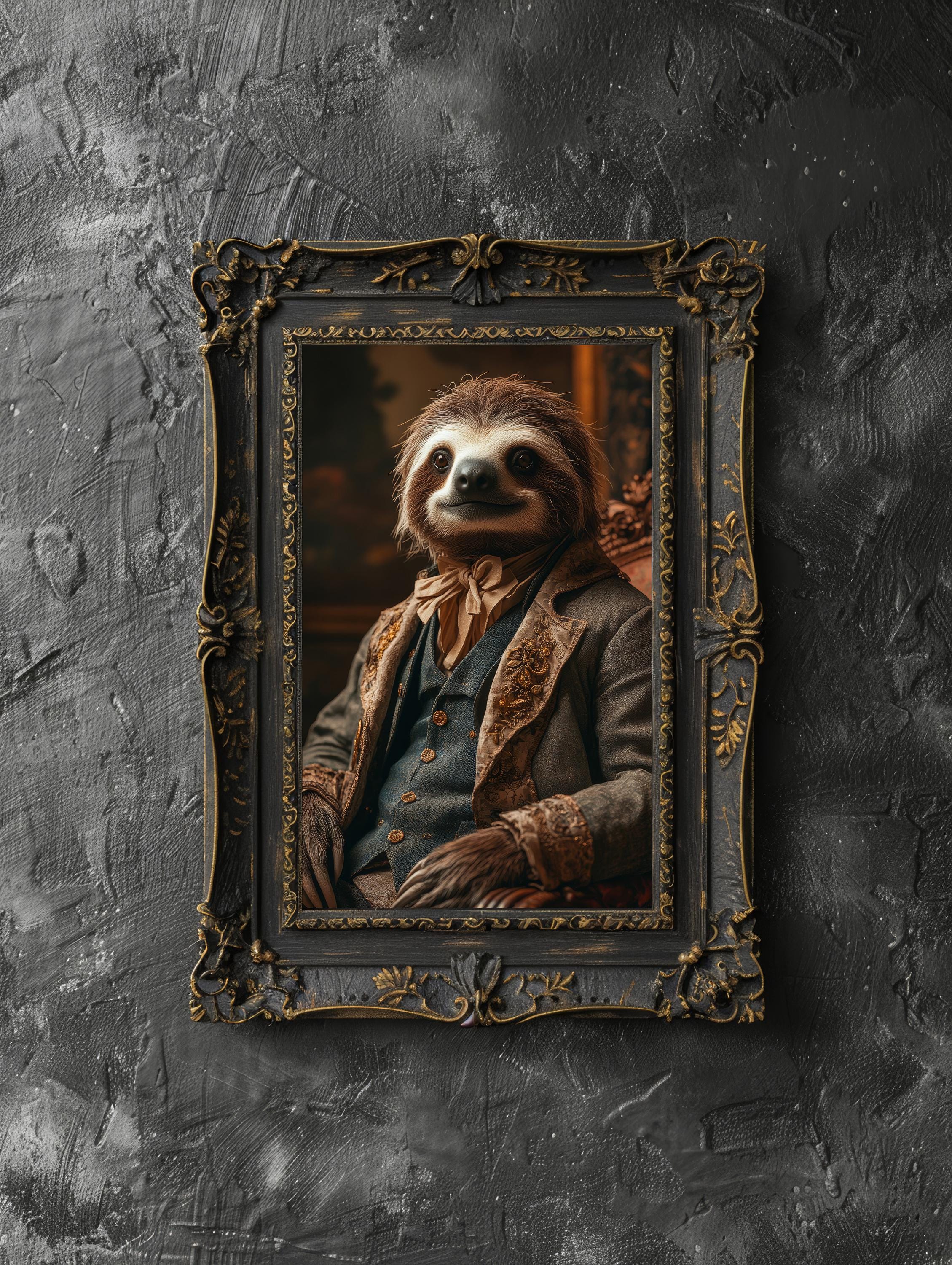 Victorian Sloth Dark Academia Vintage Photography Animal Art, Gothic ...