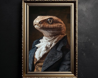 Arte mural de serpiente de la Academia Dark Moody, decoración gótica vintage para el hogar, pintura de serpiente antigua, arte mural oscuro