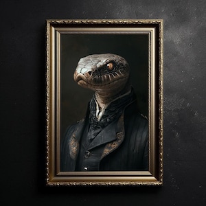 Wizard Serpent House Snake  Dark Academia Snake Wall Art, Vintage Gothic Home Decor,  Antique Snake Painting Dark Wall Art Gift
