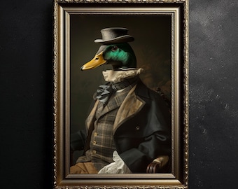 PRINTABLE Duck Art Vintage Photography Animal Art Victorian Duck Art, Vintage Poster, Art Poster Print, Home Decor, Wall Art, Sir Duckington