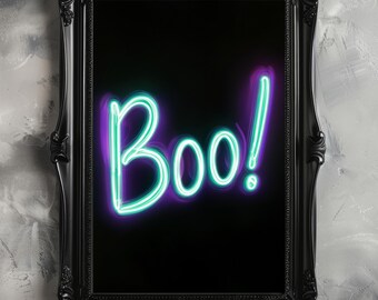Arte de pared de neón para fiesta de Halloween, decoración de apartamentos de neón, decoración espeluznante, arte de pared gótico oscuro de la academia, regalo fantasmal, arte espeluznante, decoración de brujas, arte de dormitorio
