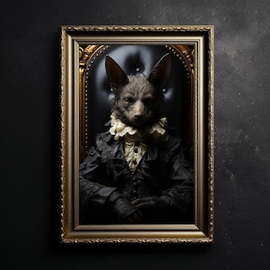 Sly Fox Decor Dark Academia Animal Art, Victorian Portrait, Vintage Style Animal Wall Art, Victorian Aesthetic, Art Poster Print, Home Decor