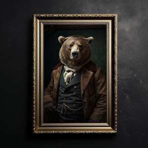 Viktorianischer Bär, Dark Academia, Vintage Fotografie, Tierkunst, Gothic Bär, Vintage Poster, Kunst Poster Druck, Wohnkultur, Witchy Decor